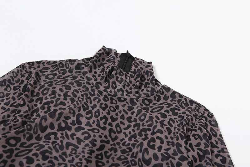 Women's Turtleneck Leopard Print Romper