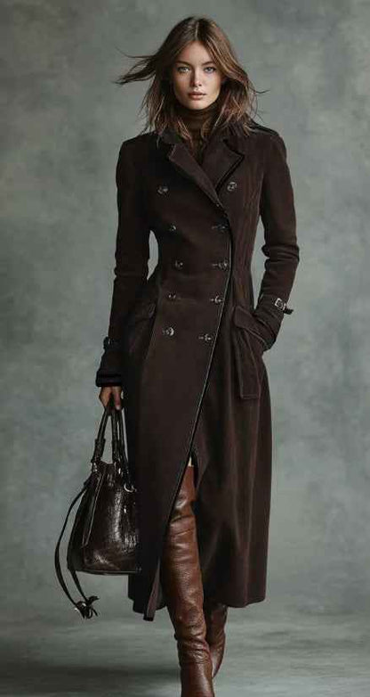 Women's Trench Western Style Suede Long Jacket