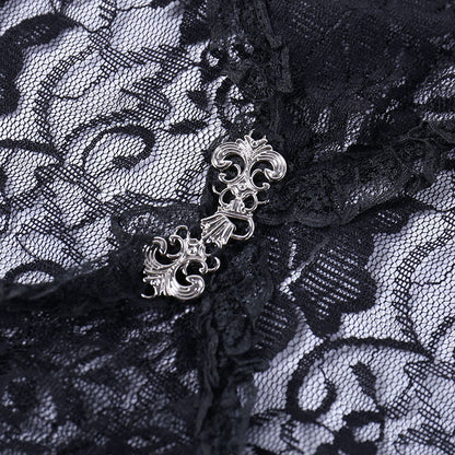 Gothic Classic Lace Flare Sleeve Blouse Y2K Rave