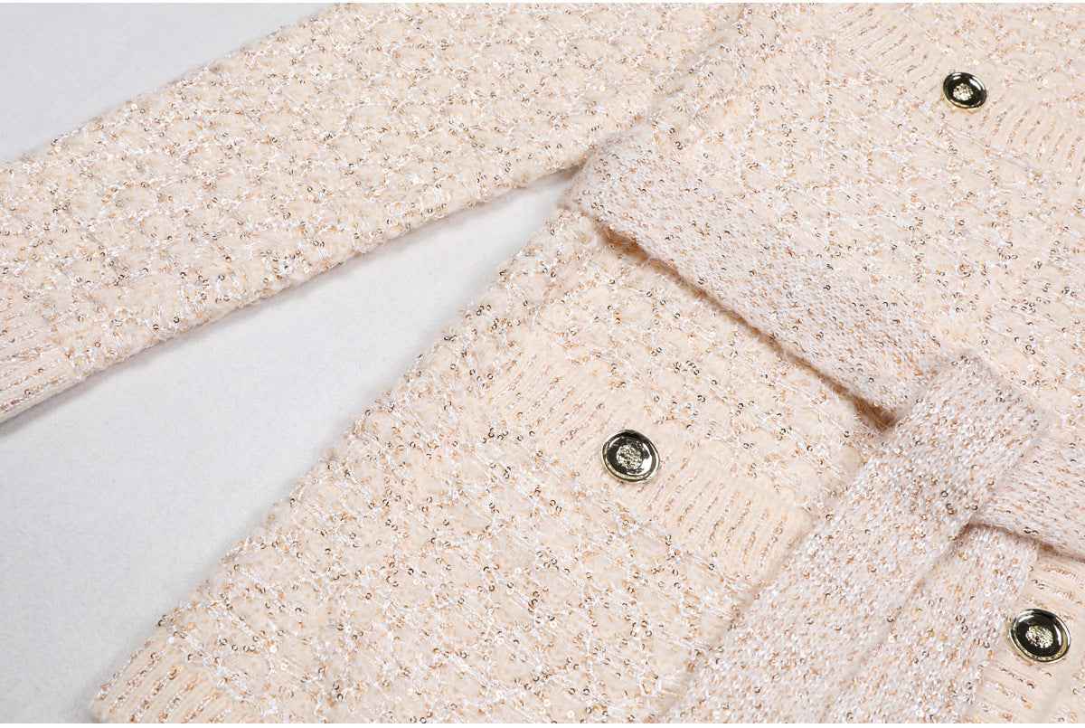 High Quality Sequined Knit Long Sleeve Cardigan Sweater