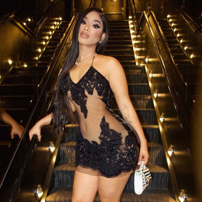 Sexy Mesh Lace Dress Slim Fit Bodycon