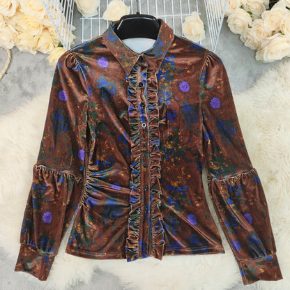 Slim Fit Retro Long Sleeved Blouse