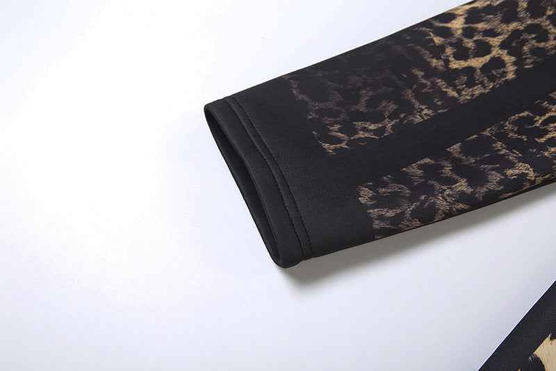 Leopard Pattern print Casual Bandage Trench Jacket