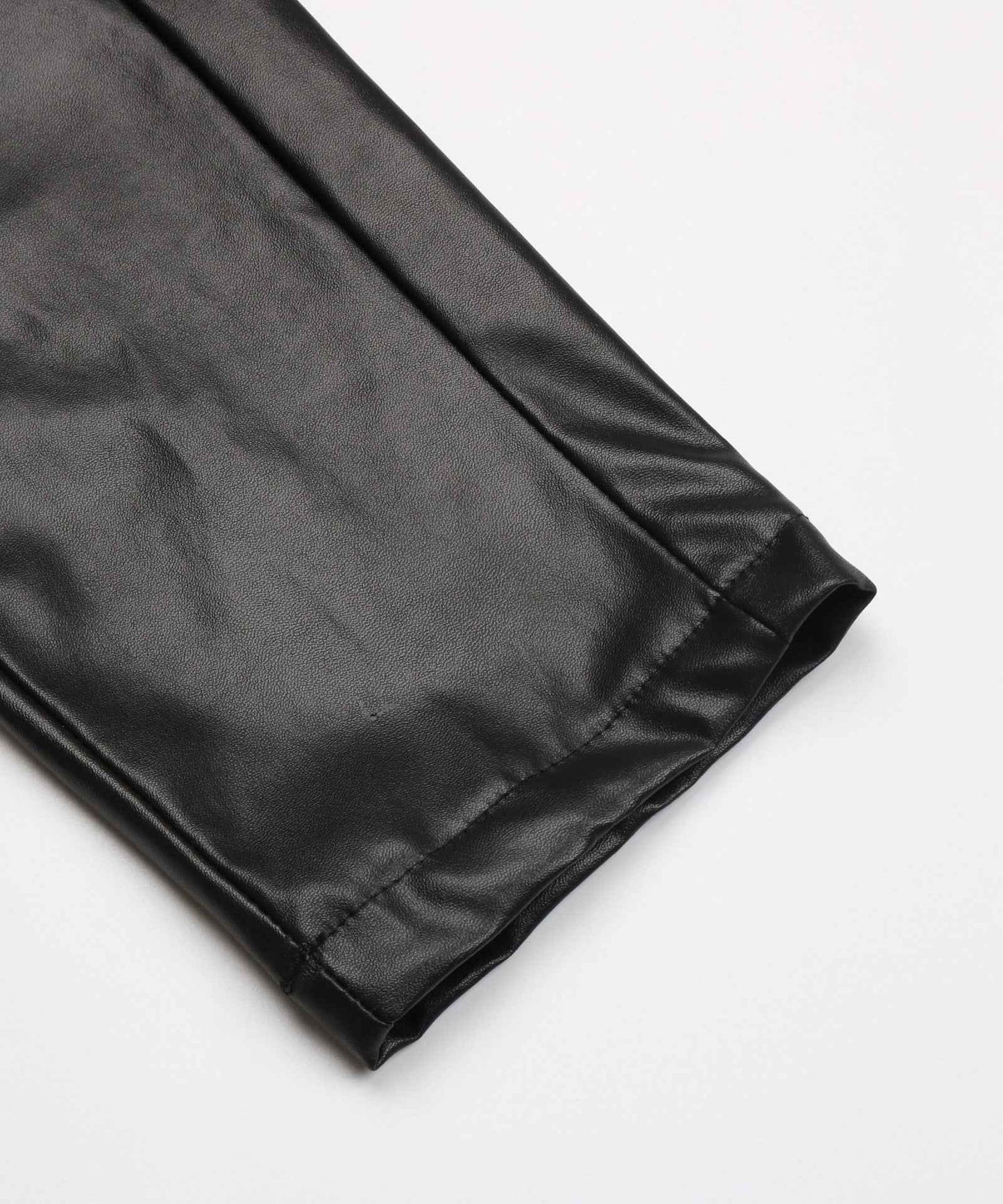 Faux Leather Bow Black High Waist Jeans