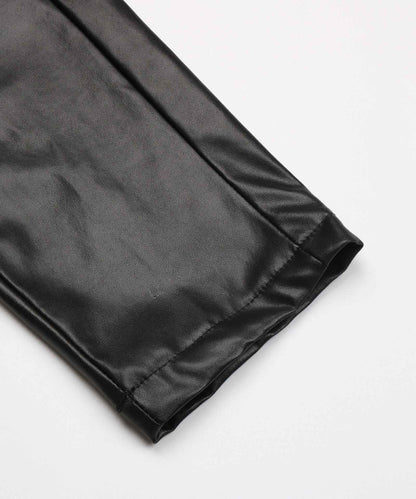 Faux Leather Bow Black High Waist Jeans
