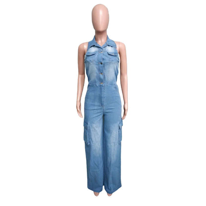 Loose Fit Denim Jumpsuit