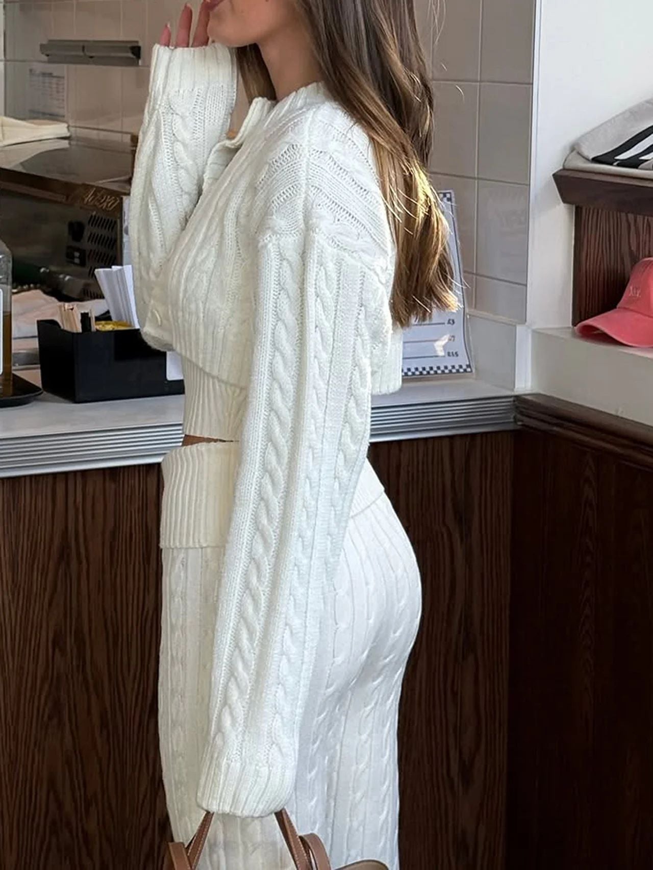 MUNSIEUR Knitted Sweatsuit Three Piece Set Sweats Leggings