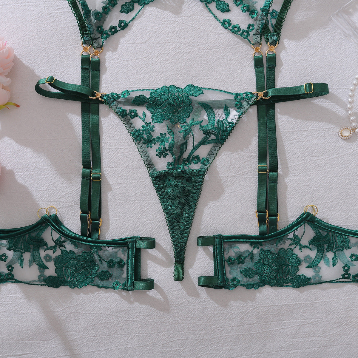 Rose Embroidered Lingerie