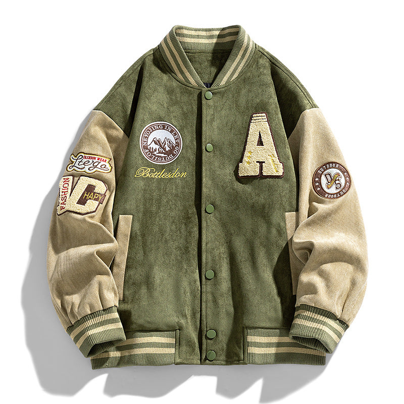 Men's American Retro Loose Letter Baseball Coat - Munsieur