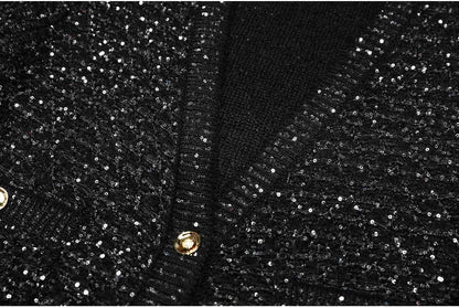 High Quality Sequined Knit Long Sleeve Cardigan Sweater