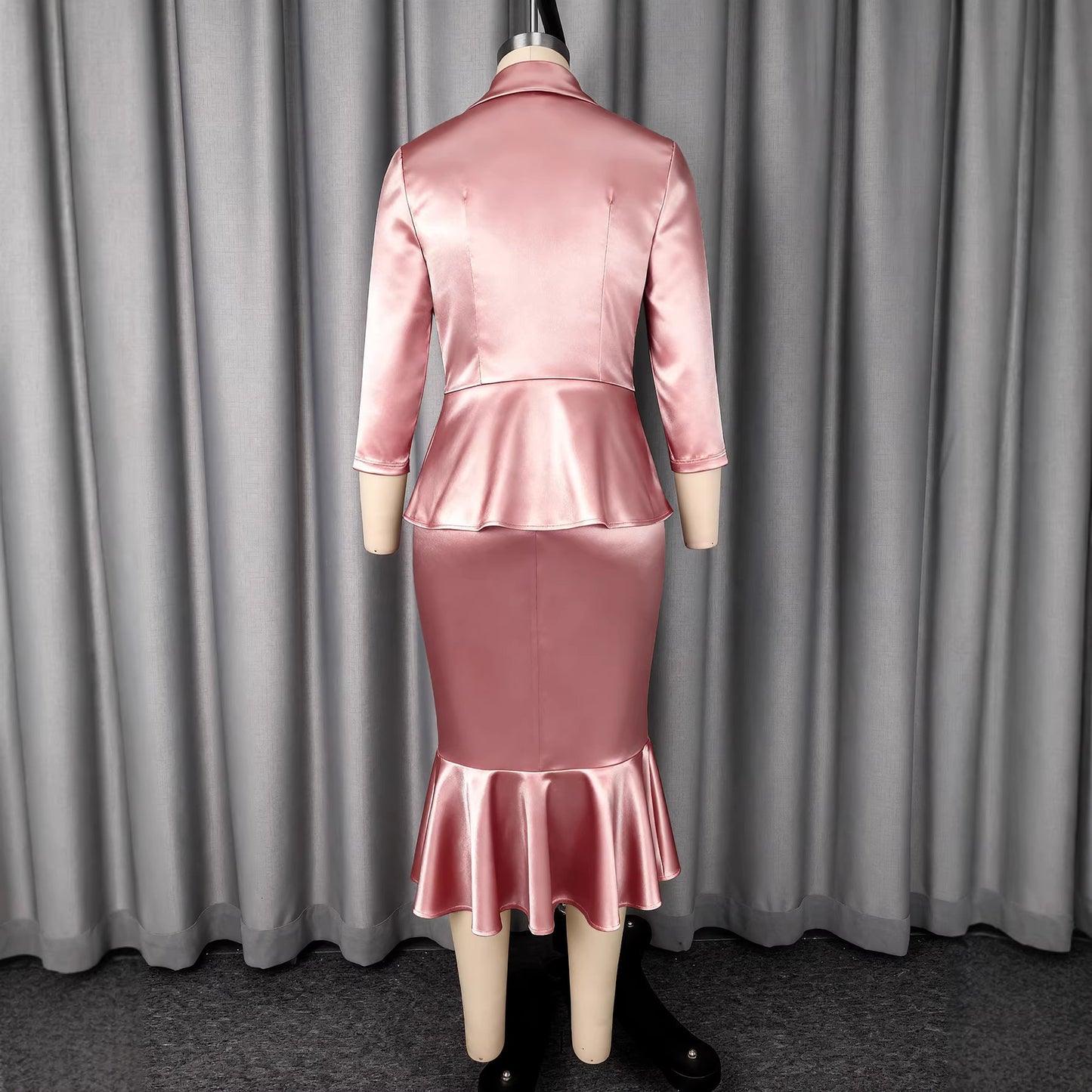 Elegant Satin Skirt Fishtail Two Piece Set MUNSIEUR