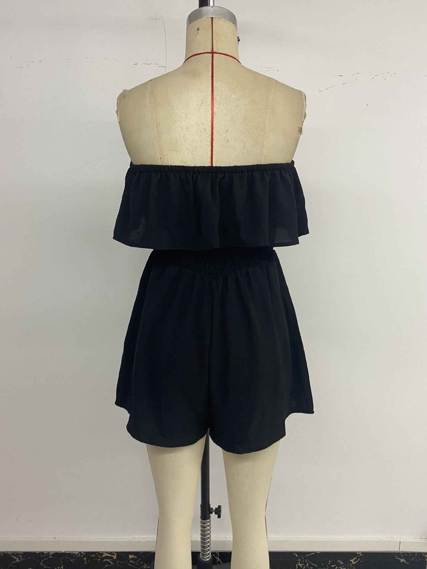 Tube Top Ruffled Smock Romper