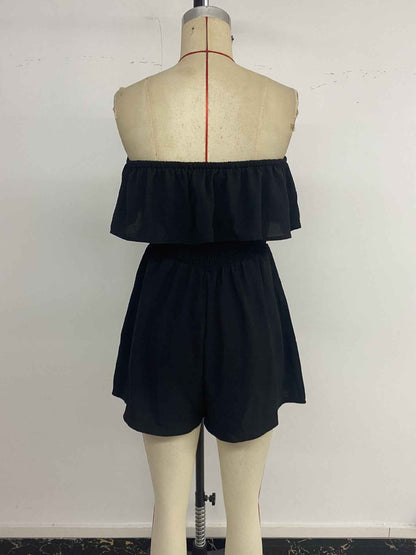 Tube Top Ruffled Smock Romper