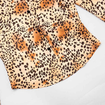 Leopard Print Slim Fit Button up Blouse