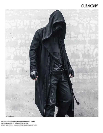 ARENS Men's Tide Spring Autumn Darkwear Warrior Large Size Windbreaker Gothic Style Long Coat Punk Cloak Hooded Wizard