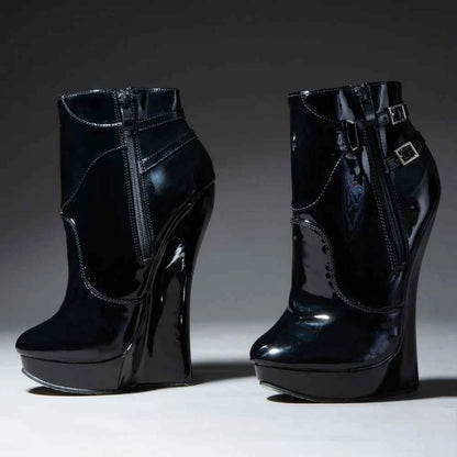 Unisex 18CM High Heel Wedge Platform Fetish Sexy Ankle Boots