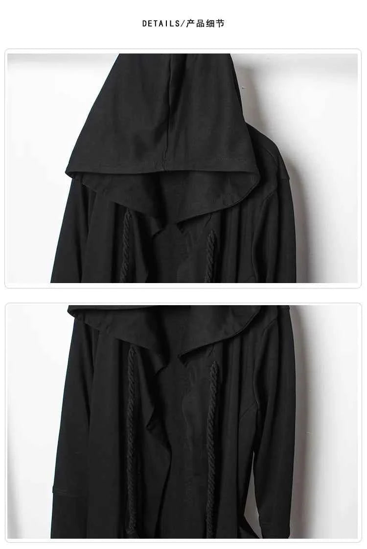 ARENS Men's Tide Spring Autumn Darkwear Warrior Large Size Windbreaker Gothic Style Long Coat Punk Cloak Hooded Wizard