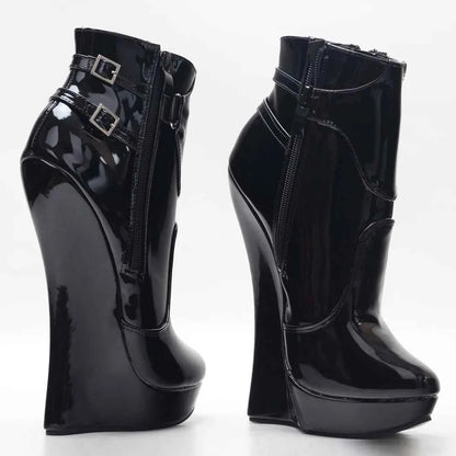Unisex 18CM High Heel Wedge Platform Fetish Sexy Ankle Boots