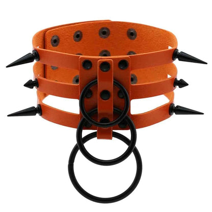 Fashion Women Men Black Rivet Leather Bondage Choker Necklace Punk Circle Spike Goth Collar Harajuku Necklaces Emo Witch Jewelry