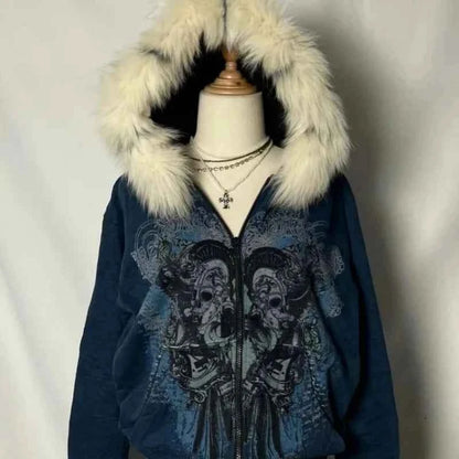 Y2K Kawaii Pink Leopard Plush Zipper Hoodie | Harajuku | MUNSIEUR