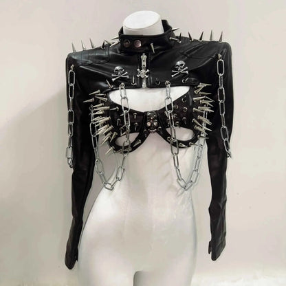 Rivets Jacket  vintage Jacket Punk Jacket y2k   Jacket y2k fashion Gothic Jacket harajuku fashion Cross Jacket Skull  Jacket