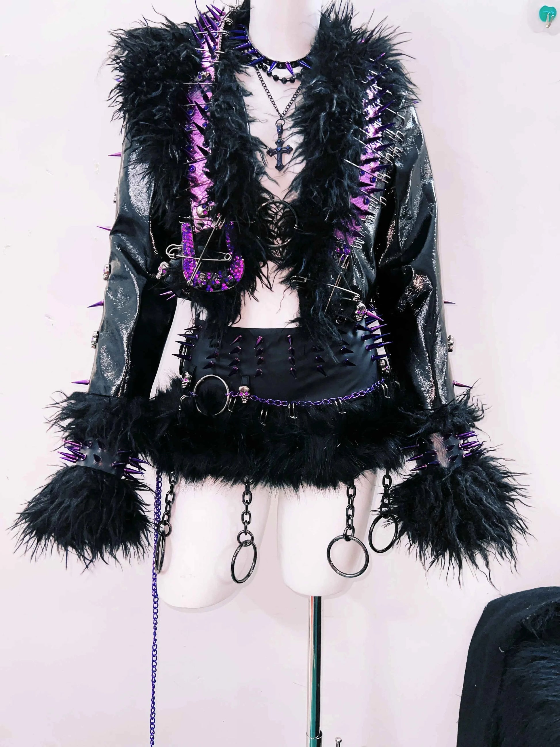 rivet Leather jacket Skull Leather jacket Gothic Leather jacket y2k Leather jacket Harajuku Leather jacket Unique Leather jacket