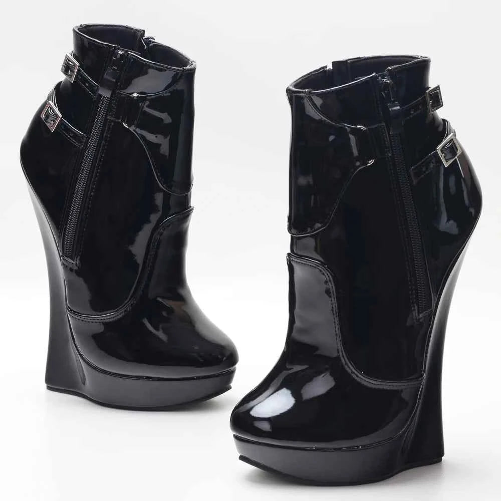 Unisex 18CM High Heel Wedge Platform Fetish Sexy Ankle Boots