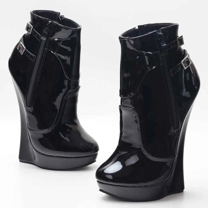 Unisex 18CM High Heel Wedge Platform Fetish Sexy Ankle Boots