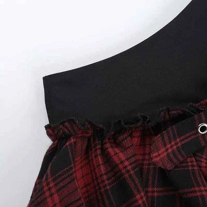 Punk Gothic Plaid Skirt Irregular Patchwork Harajuku | MUNSIEUR