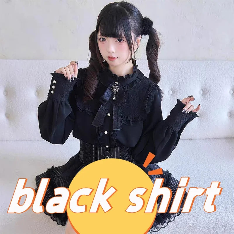 Y2K Japanese Style Blouse Elegant Long Sleeve