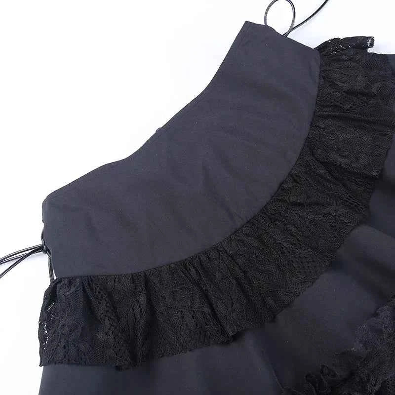 Women's Punk Vintage High Wasit Skirt Zipper Front Japanese Style Kawaii Black Harajuku Gothic Skater Cosplay Mini Skirts