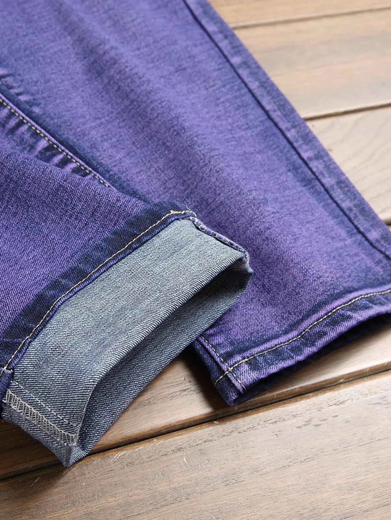 Stretch Slim Fit Jeans - Men's Mid Waist Distressed And Ripped Denim Jeans With Tassels For All Seasons Street Wear
