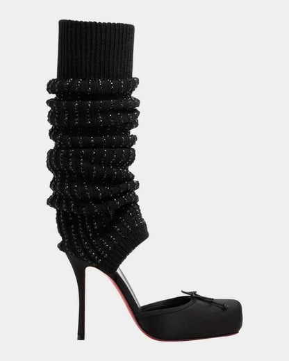 European AndAmerican Sexyrhinestone Elasticsocks Withsleeves Andknee Lengthcool Boots Forwomen's Fashion Shows and Banquet Shoes