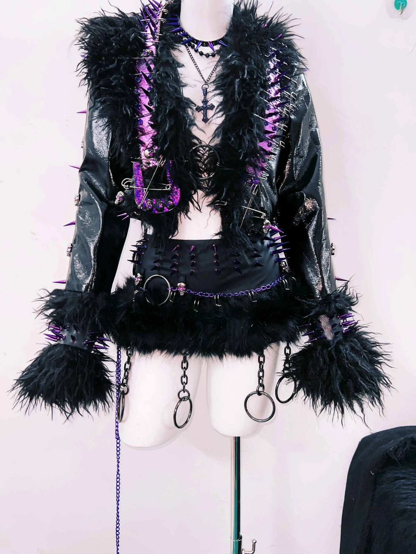 rivet Leather jacket Skull Leather jacket Gothic Leather jacket y2k Leather jacket Harajuku Leather jacket Unique Leather jacket