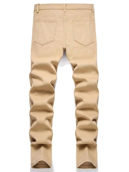 Men's cross print straight leg men's jeans