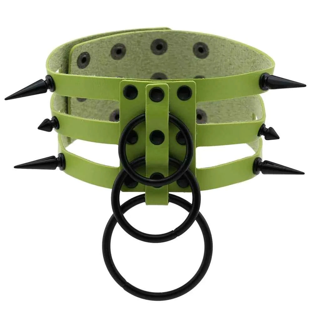 Fashion Women Men Black Rivet Leather Bondage Choker Necklace Punk Circle Spike Goth Collar Harajuku Necklaces Emo Witch Jewelry