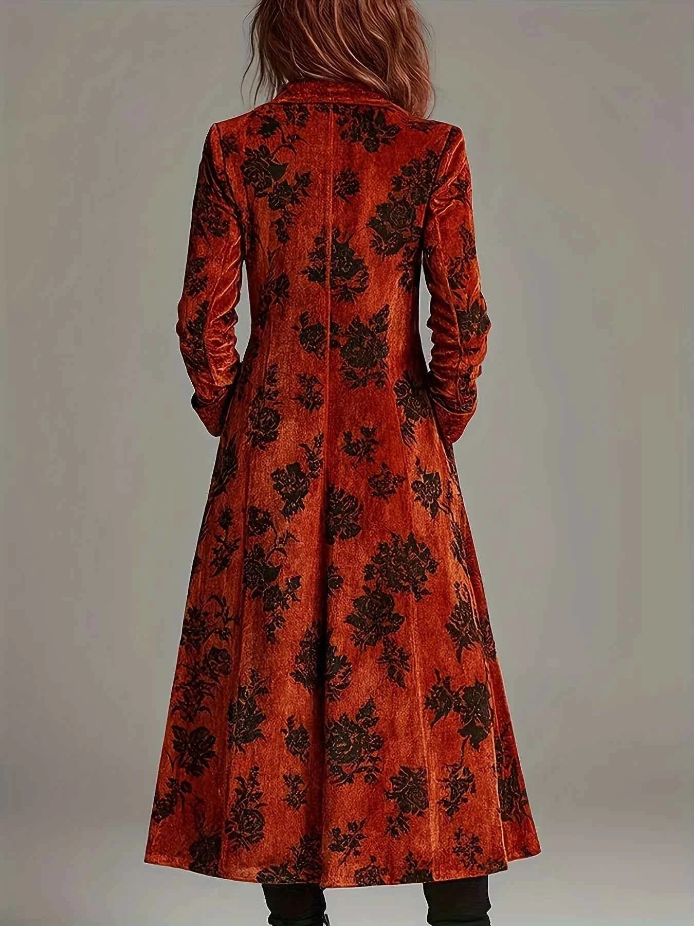 2025 Women's Autumn and Winter Fashion Retro Printed Suede coat jacket