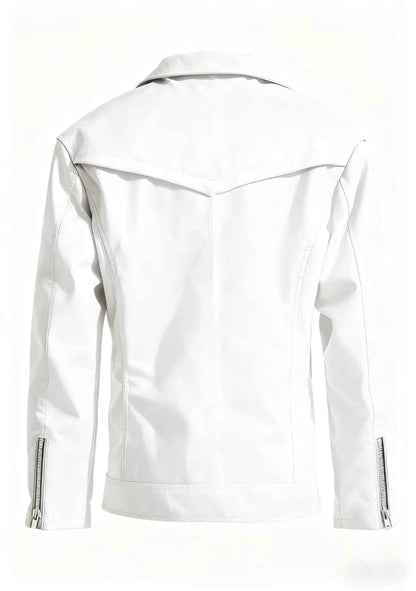 Winter and Autumn Men's Oversized Button-down PU Leather Coat with Multiple Zippers Polo Jacket, with Many Zippers