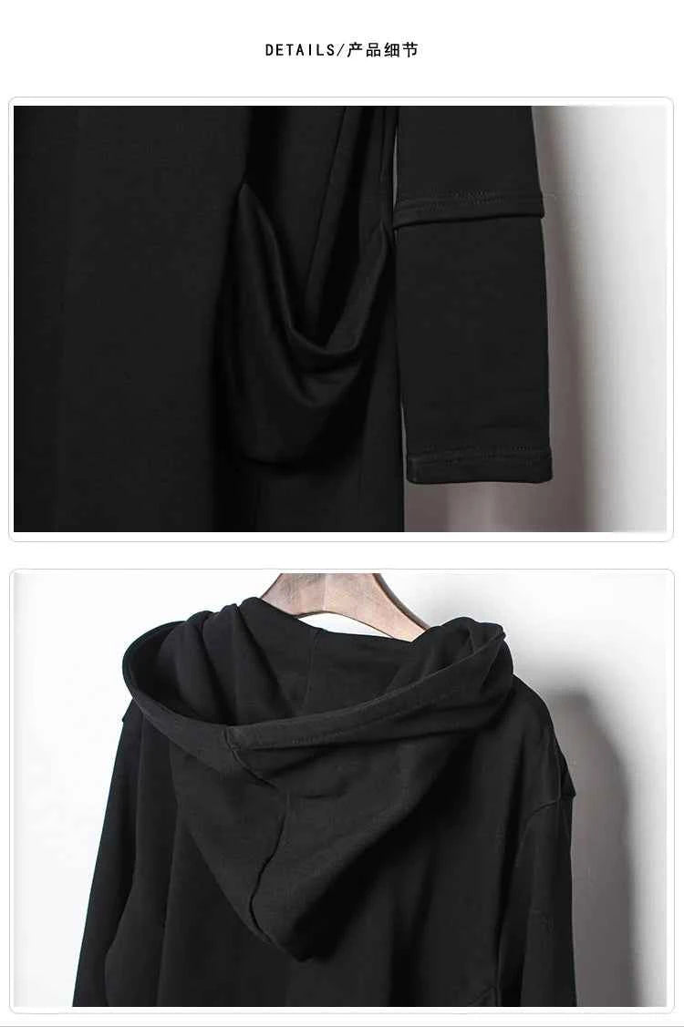 ARENS Men's Tide Spring Autumn Darkwear Warrior Large Size Windbreaker Gothic Style Long Coat Punk Cloak Hooded Wizard