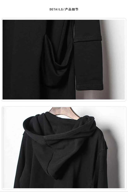 ARENS Men's Tide Spring Autumn Darkwear Warrior Large Size Windbreaker Gothic Style Long Coat Punk Cloak Hooded Wizard