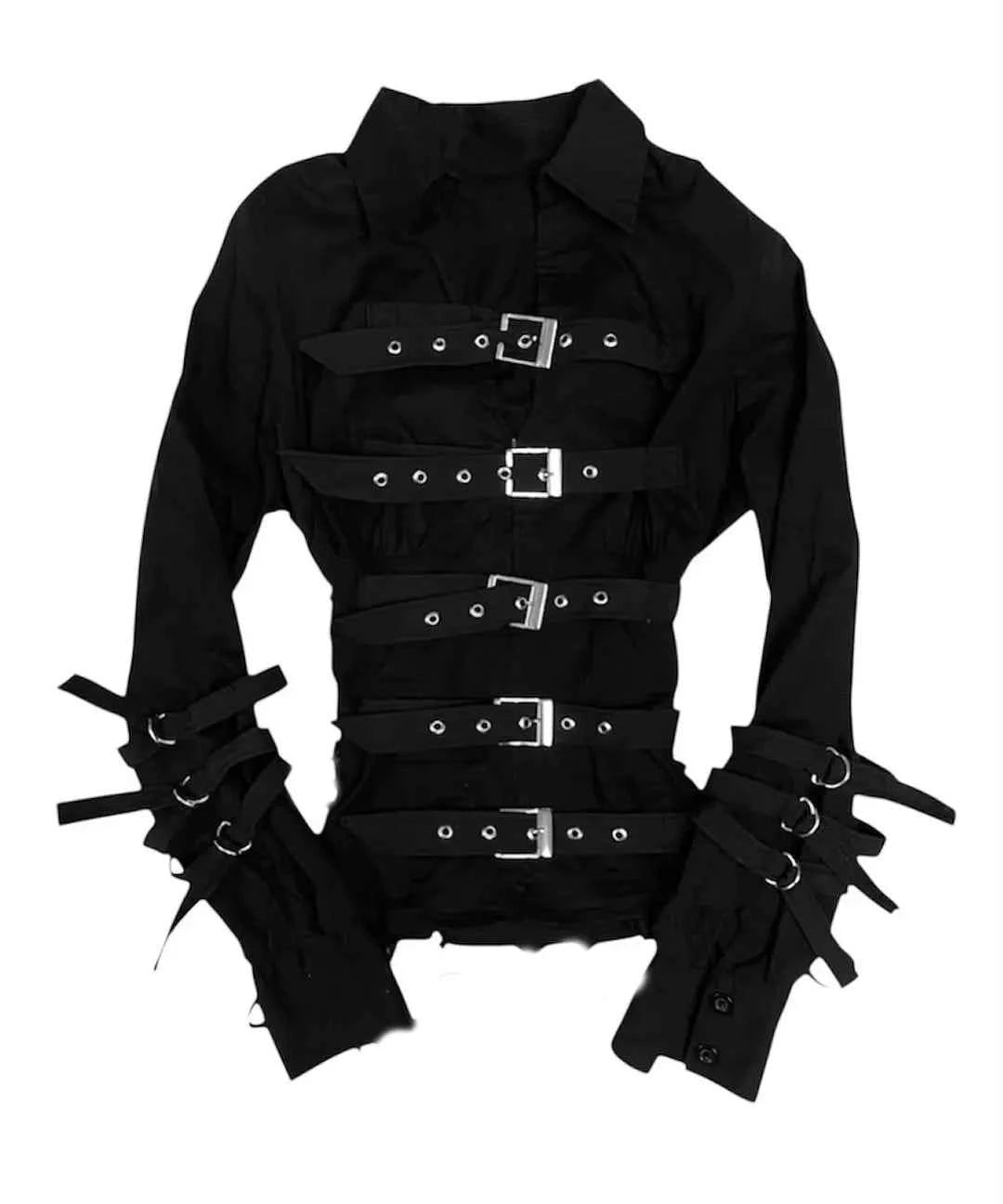 Korea Chic Y2K Goth Personalized Ropa Mujer Unique Minority Premium Shirt Japan Slim All-match Ruched Streetwear Hip Hop Blusas