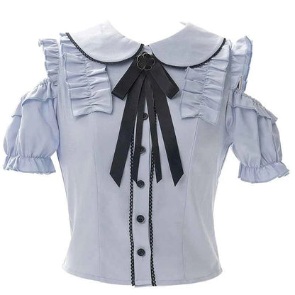 Kawaii Women Shirts Jirai Kei Lolita Y2K Cute Japanese Style Blouse Elegant Long Sleeve Sweet Tops Casual Aesthetic Shirt 2024