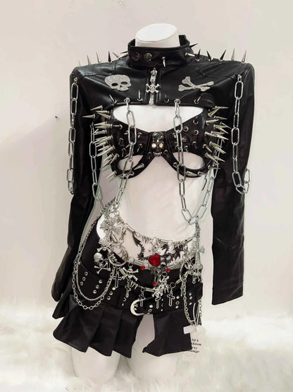 Rivets Jacket  vintage Jacket Punk Jacket y2k   Jacket y2k fashion Gothic Jacket harajuku fashion Cross Jacket Skull  Jacket