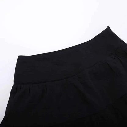Goth Dark Kawaii Black Tiered Skirts 90S Retro Irregular Hem Party Bottoms Mall Gothic Women Fashion Dragging Skirt Alt Clothing