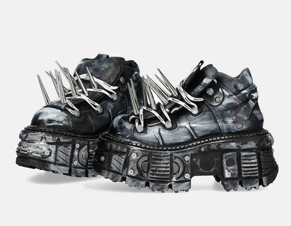 Platform Spiked Rivet Motorcycle Boot Men and Women 2024 New Punk Rock Pumps Round Toe Fashion Street 35-45 Sports Casual Boots
