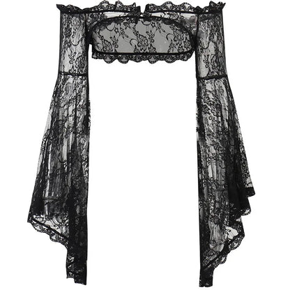 Gothic Classic Lace Flare Sleeve Blouse Y2K Rave