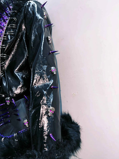 rivet Leather jacket Skull Leather jacket Gothic Leather jacket y2k Leather jacket Harajuku Leather jacket Unique Leather jacket