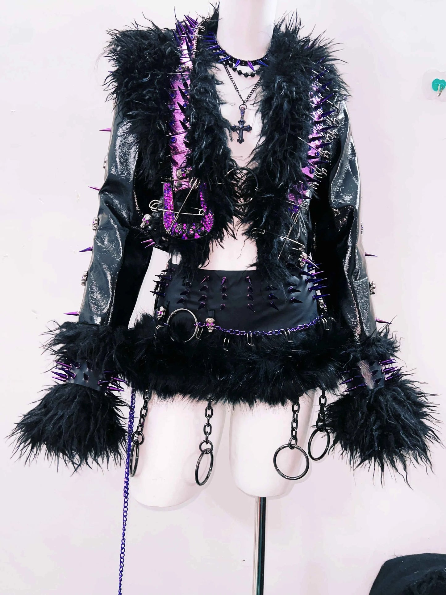 rivet Leather jacket Skull Leather jacket Gothic Leather jacket y2k Leather jacket Harajuku Leather jacket Unique Leather jacket