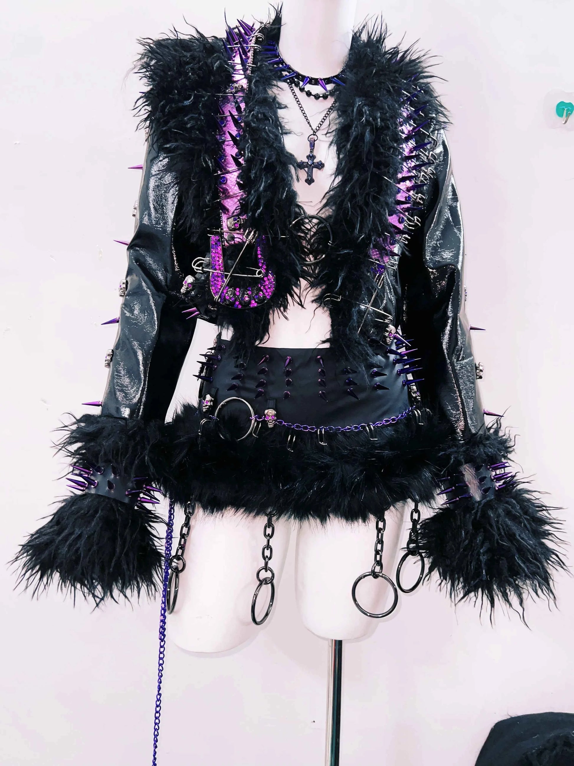 rivet Leather jacket Skull Leather jacket Gothic Leather jacket y2k Leather jacket Harajuku Leather jacket Unique Leather jacket