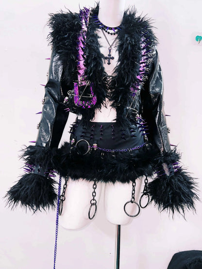 rivet Leather jacket Skull Leather jacket Gothic Leather jacket y2k Leather jacket Harajuku Leather jacket Unique Leather jacket